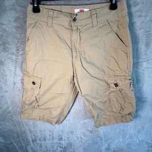 Levi's Cargo Shorts Boys Size 14 Reg W27 Khaki Pockets Streetwear Utility Casual